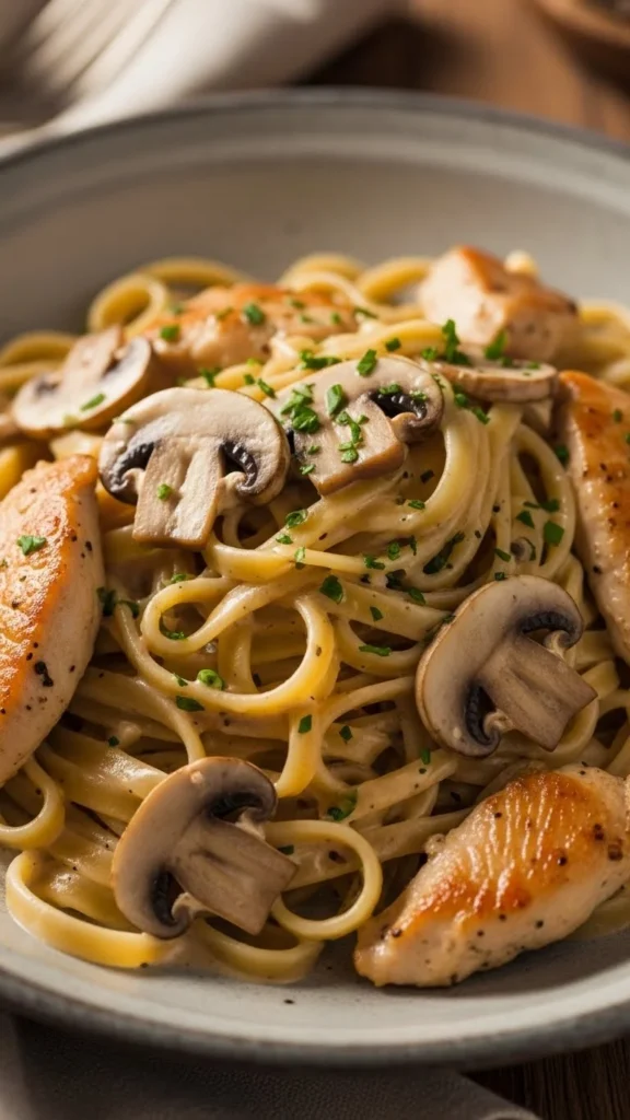 2. Creamy Mushroom Chicken Pasta