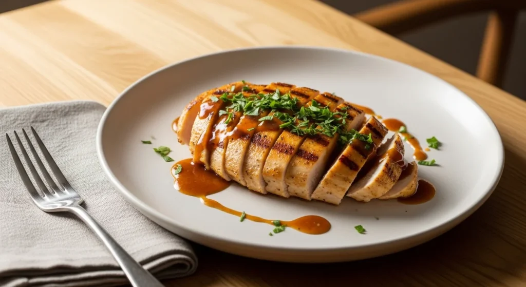 2. Plated serving of 30-Minute Chicken Dinner Recipe with garnish ready to eat