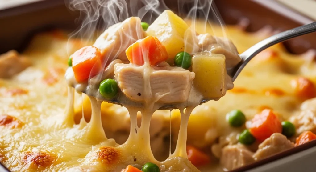 3. Close-up of Easy Air Fryer Chicken Casserole for Small Batches showing creamy texture and melted cheese.