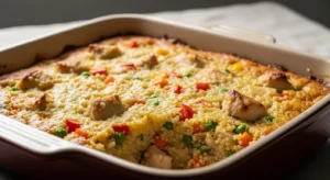 Healthy Chicken Quinoa Casserole That’s Filling and Cozy baked until golden