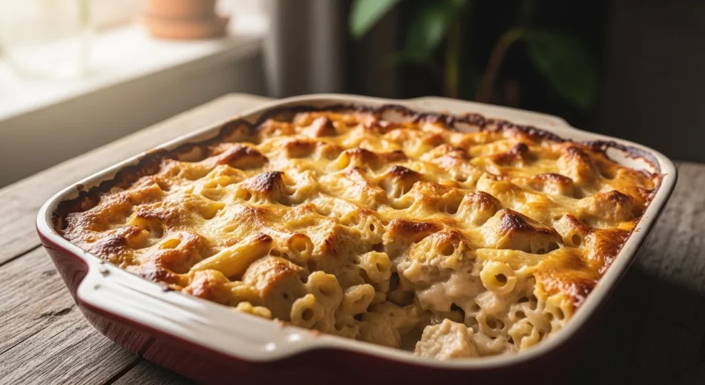 Kid-Friendly Chicken Casserole Even Picky Eaters Love baked golden and creamy in a casserole dish