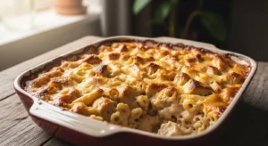 Kid-Friendly Chicken Casserole Even Picky Eaters Love baked golden and creamy in a casserole dish